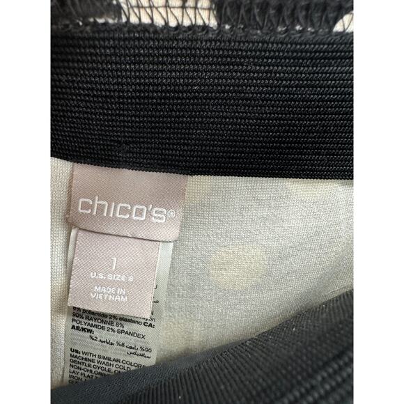 Chicos WomenSize 1 US 8 Black White Polka Dot Juliet Ankle Pants Stretch Rayon - Picture 6 of 8
